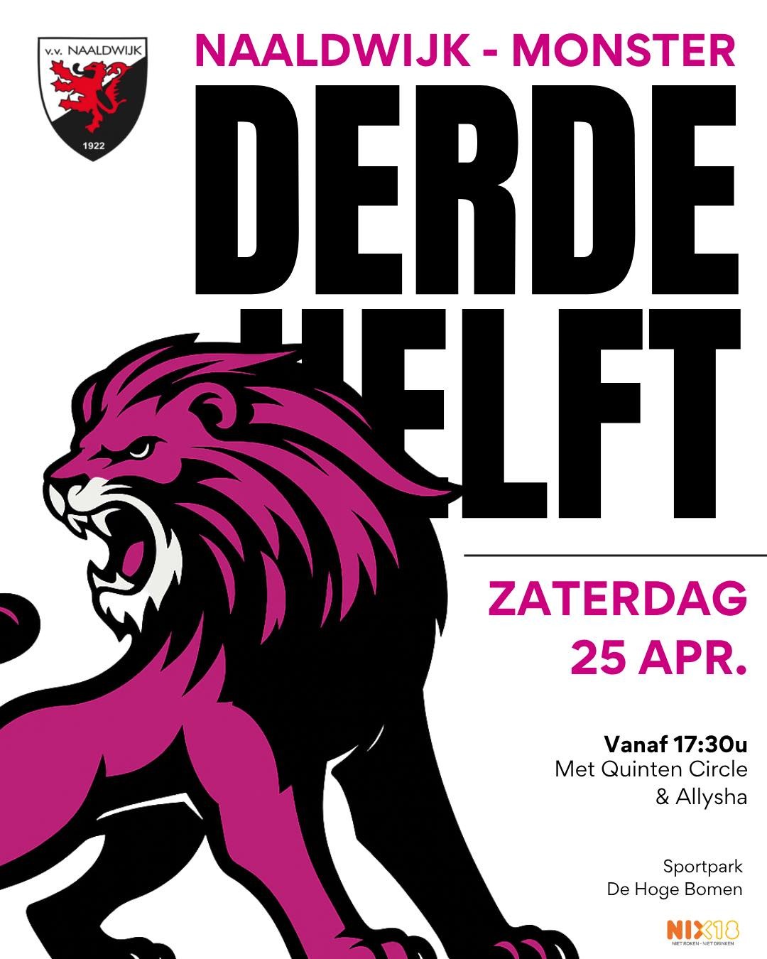 Zaterdag 25 april - Derde helft Naaldwijk – Monster